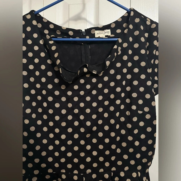 Maison Jules Black Polka Dot Dress Size Large - Picture 2 of 5